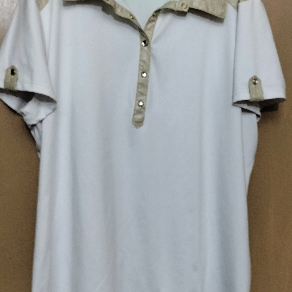Stylish White and Tan Men's Casual Shirt